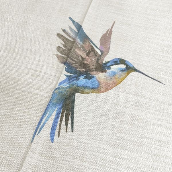 Тканина для штор, мішковина з синіми птахами, HAPPY HOME Bali-01
