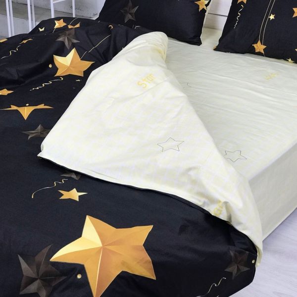 Семейный комплект постельного белья, CT Премиум сатин. Gold Stars