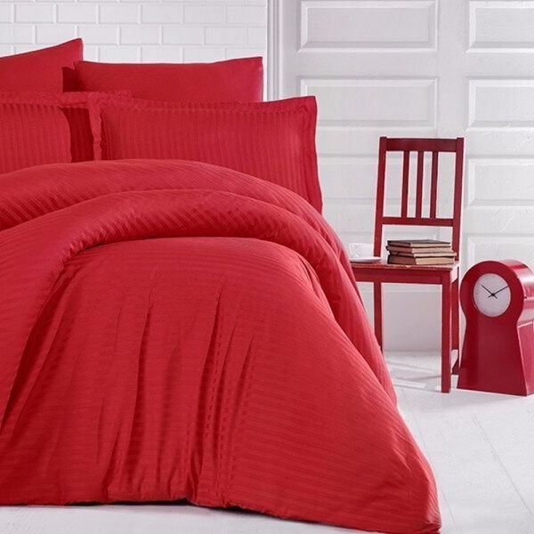 Полуторный комплект постельного белья CT Stripe Satin PK (Страйп Сатин) красный