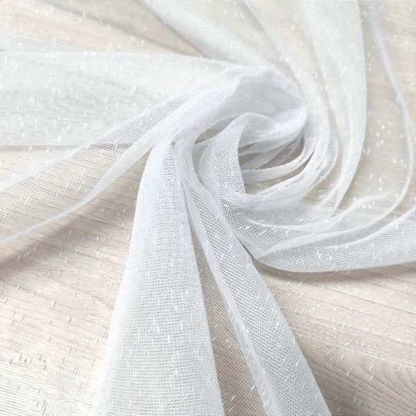 Мікросітка зі сніжком, біла тканина для тюля PNL-930804 Beyaz
