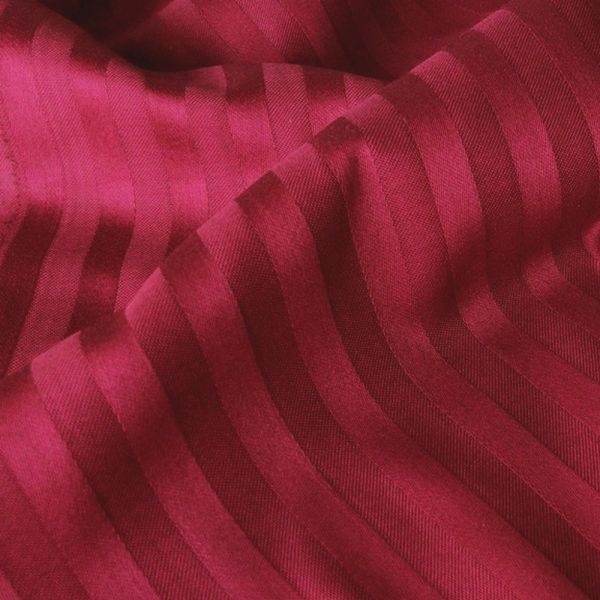 Семейный комплект постельного белья CT Stripe Satin TR (Страйп Сатин) бордовый