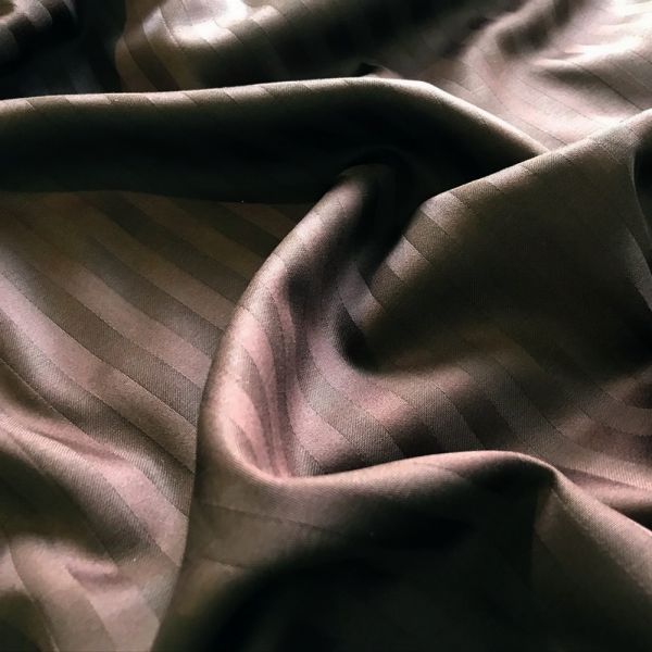 Семейный комплект постельного белья CT Stripe Satin TR (Страйп Сатин) шоколадный