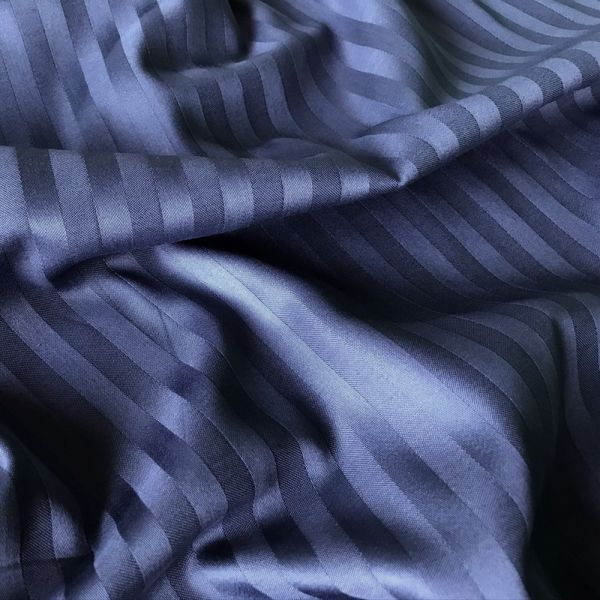 Полуторный комплект постельного белья CT Stripe Satin TR (Страйп Сатин) тёмно синий