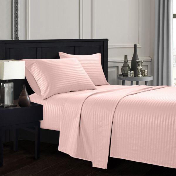 Семейный комплект постельного белья CT Stripe Satin TR (Страйп Сатин) пепельно розовый