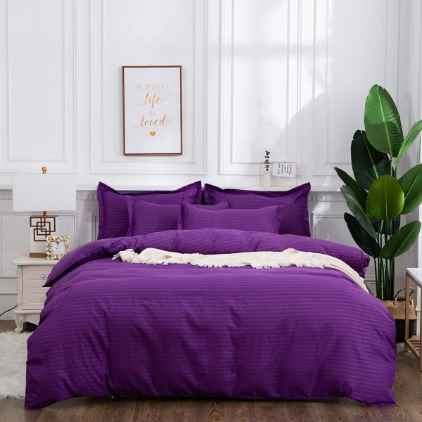 Семейный комплект постельного белья CT Stripe Satin KR (Страйп Сатин) фиолетовый