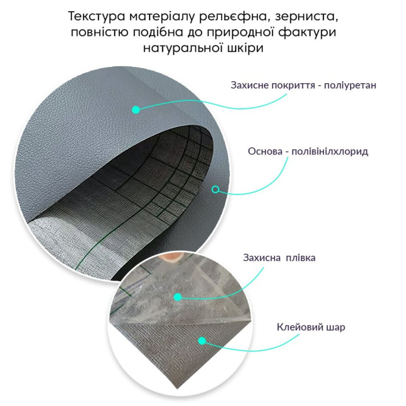 Самоклеющая экокожа в рулоне 1.37*1m*0.5mm Темно-серый (D) SW-00001154