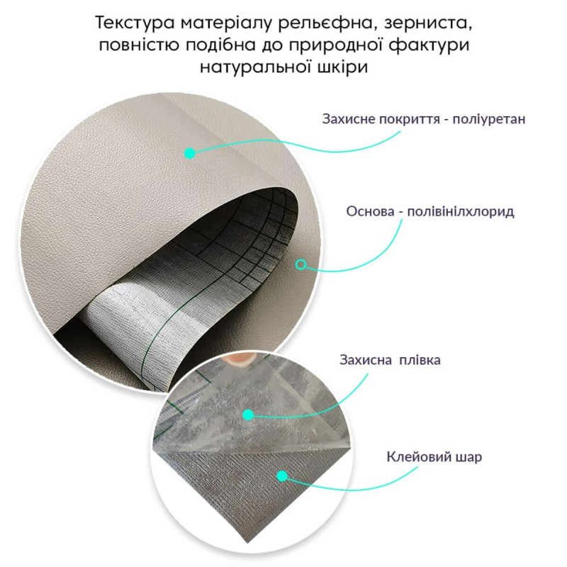 Самоклеющая экокожа в рулоне 1.37*3m*0.5mm Светло-серый (D) SW-00001324