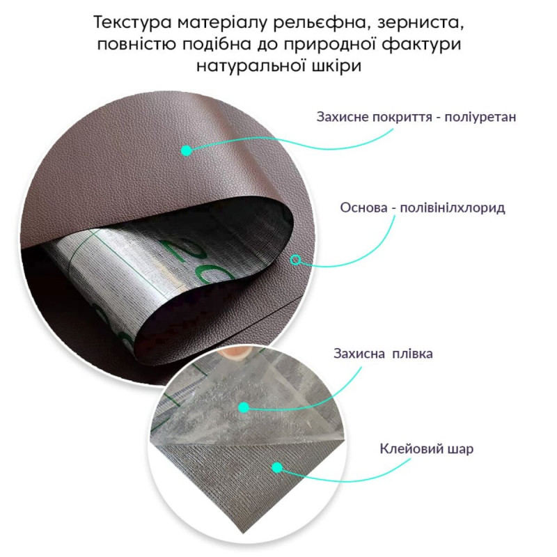 Самоклеющая экокожа в рулоне 1.37*1m*0.5mm Коричневый (D) SW-00001360