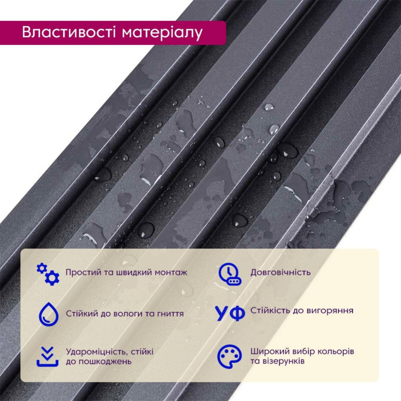 Рейка декоративная WPC стеновая черный 3000х160х23мм SW-00001861