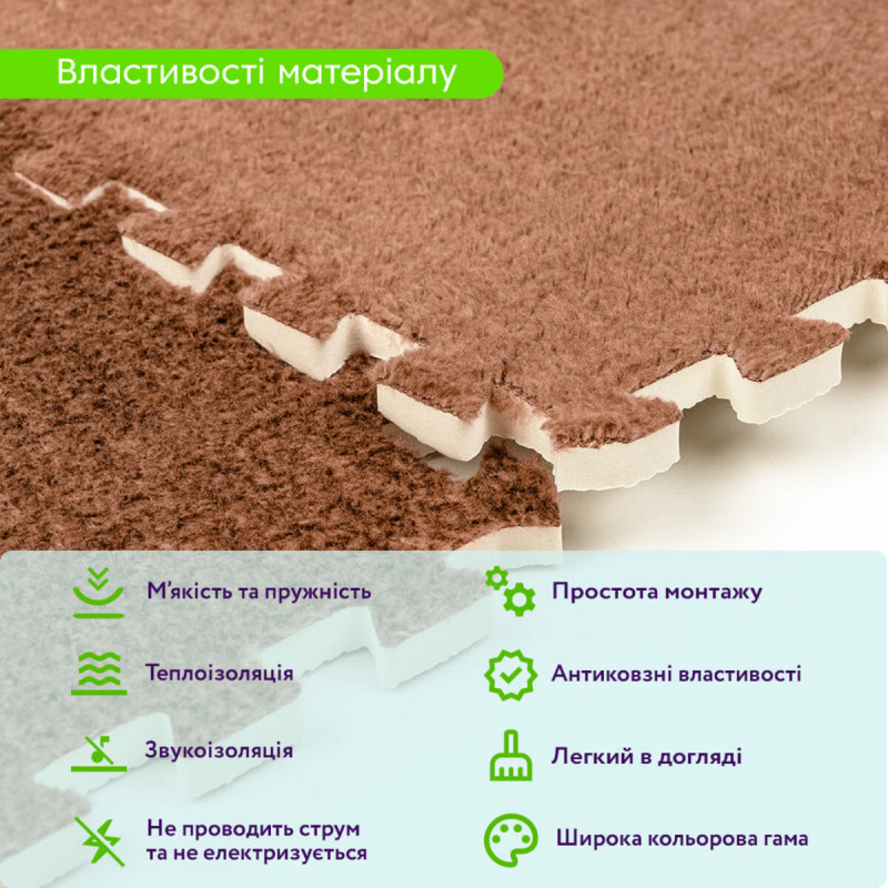 Пол-пазл плюшевый КОРИЧНЕВЫЙ 30*30*1cm (D) SW-00002082