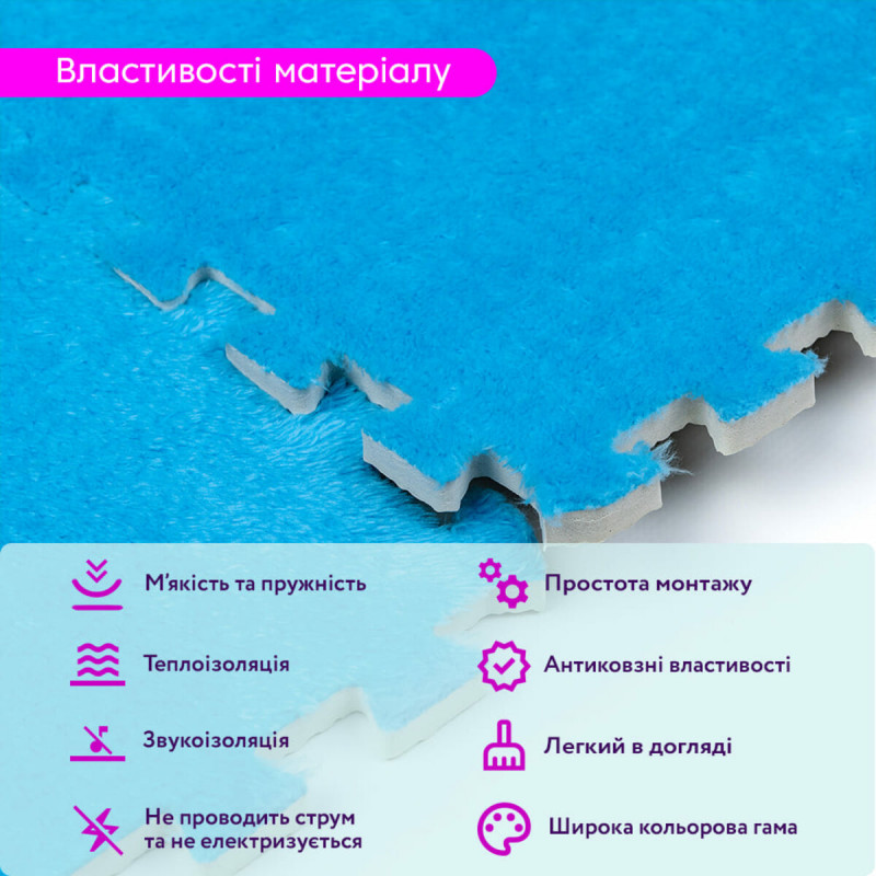 Пол-пазл плюшевый ГОЛУБОЙ 30*30*1cm (D) SW-00002090