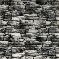 Декоративна 3D панель самоклейка 700х770х5мм Чорний камінь Катеринославський (040) SW-00000483