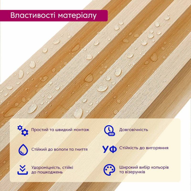 Рейка декоративная WPC стеновая светлое дерево 3000х160х23мм SW-00002572-